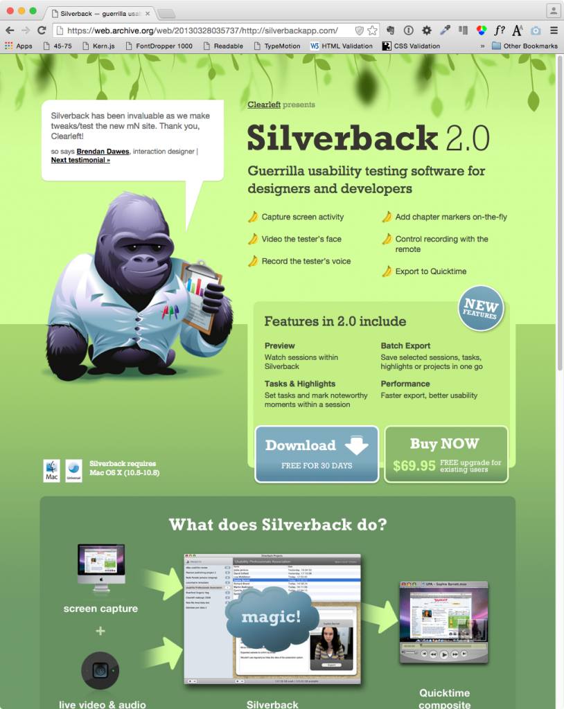 SilverBackApp Page ScreenShot